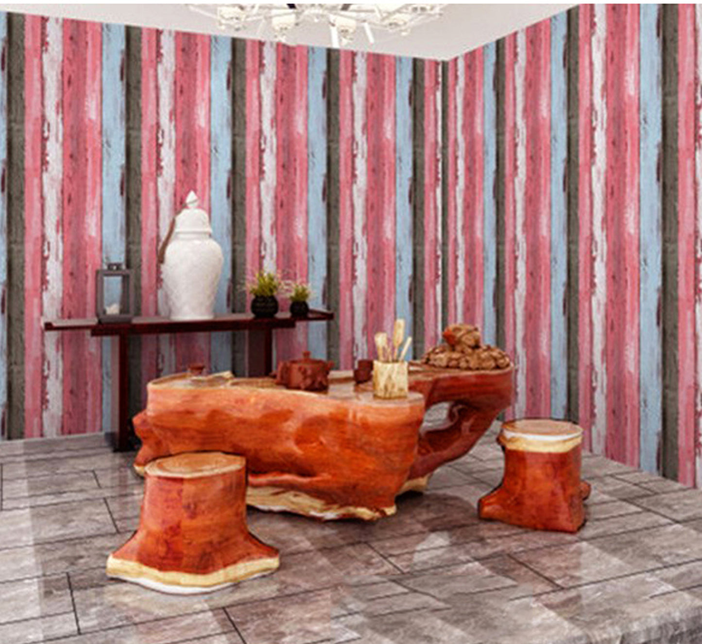 Multicolor Shades of Structured Stripes Classics PVC Vinyl Waterproof wallpaper