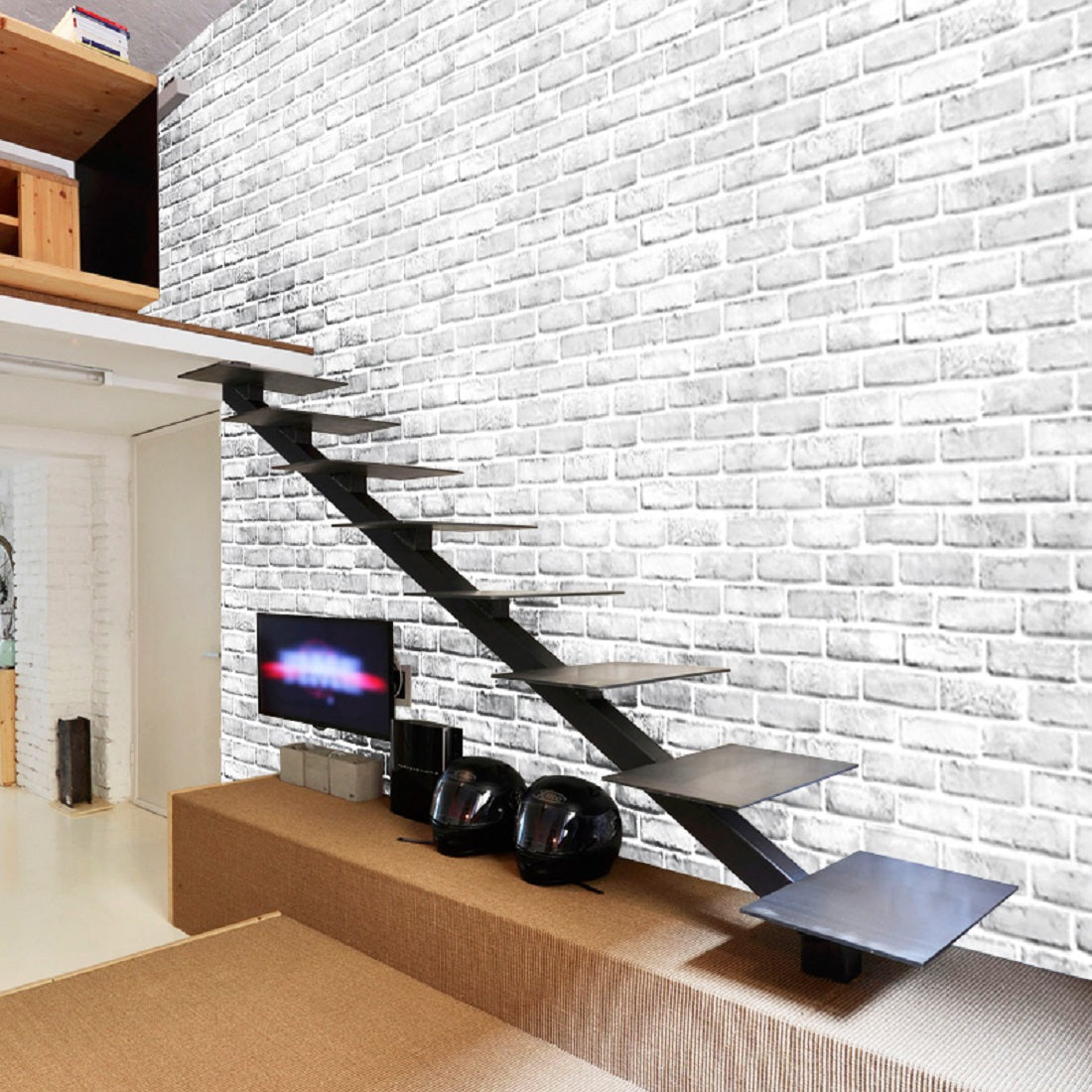 akadeco SA-1022 Classical White Bricks Wallpaper