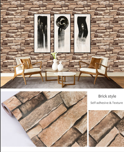 Shades of Brownie Rectangular Bricks Decorative Wallpaper