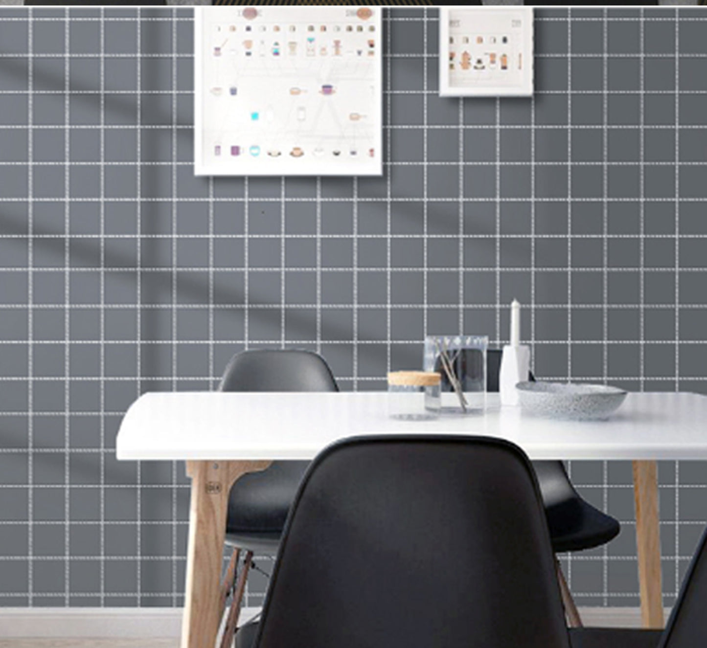 HY9194 Grey Chex Decorative Wallpaper