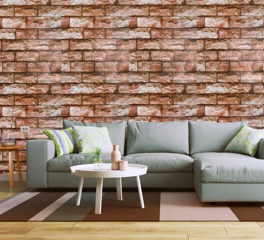 HY9229 Shades of Beauty Brown Brick Pattern Abstract Wallpaper