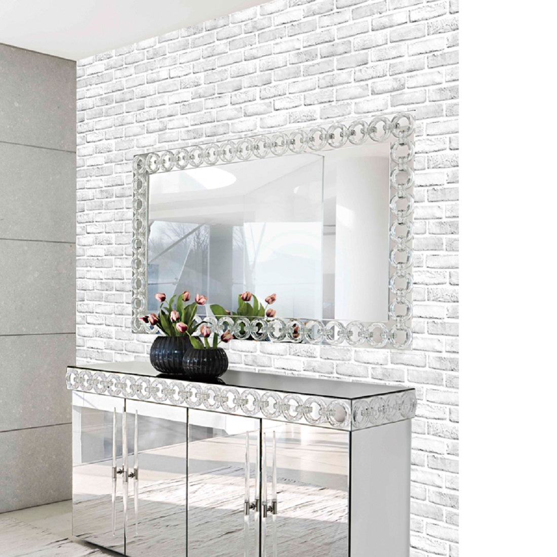 akadeco SA-1022 Classical White Bricks Wallpaper