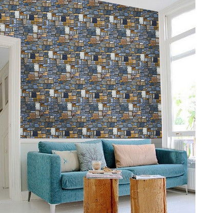 akadeco SA-1012 Multi Blue Shades Classic Wallpaper