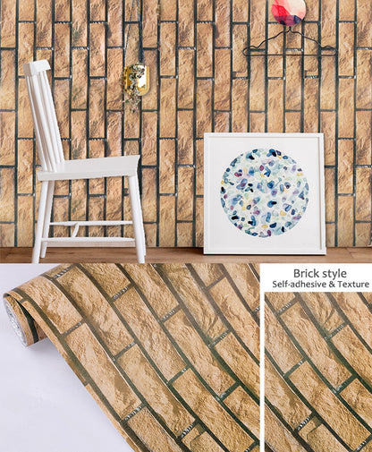 akadeco HY9211 Brownie Bricks With Beauty of Black Stripes Self Adhesive Classics PVC Vinyl Waterproof wallpaper