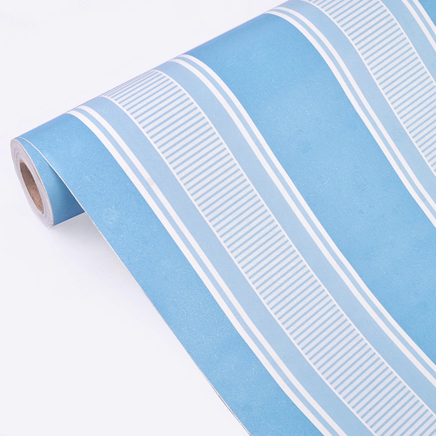 Beatiful Stripes of Blue & White Self Adhesive Classics PVC Vinyl Waterproof wallpaper