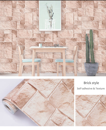 Shades of Golden Rectangular Bricks Decorative Wallpaper