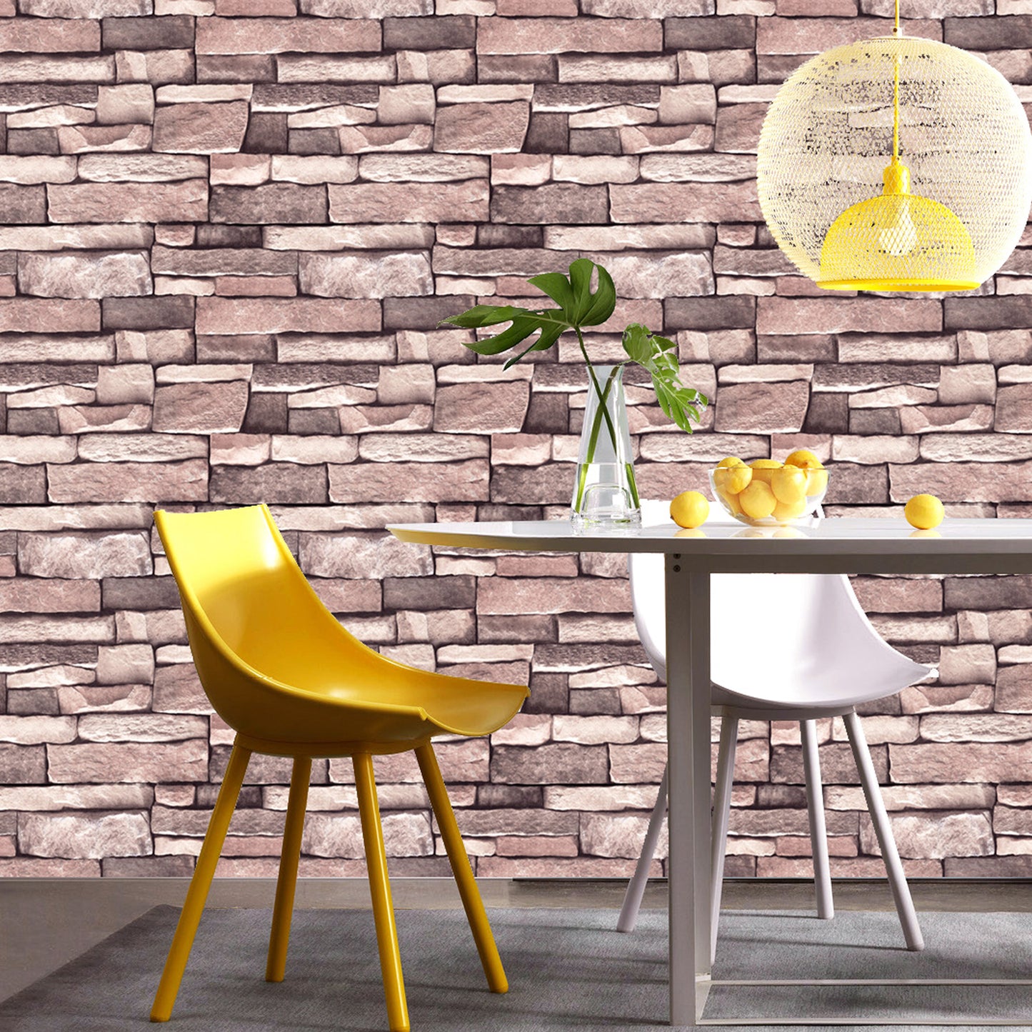 HY9227 Multishaded Brown Brick Pattern Decorative Wallpaper