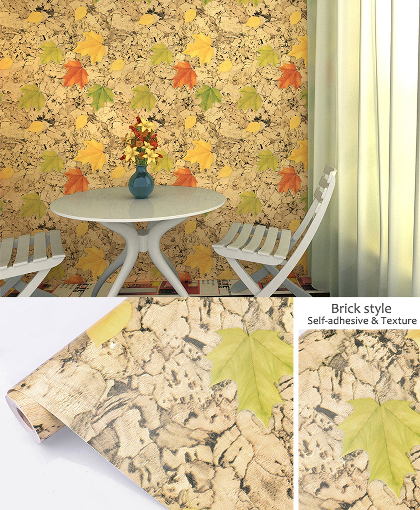 akadeco HY9207 Decorative wallpaper Multicolored Leaves Self Adhesive Classics PVC Vinyl Waterproof wallpaper