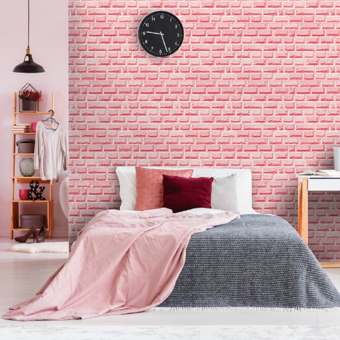 SA- 1027 Pink Bricks Classic Wallpaper