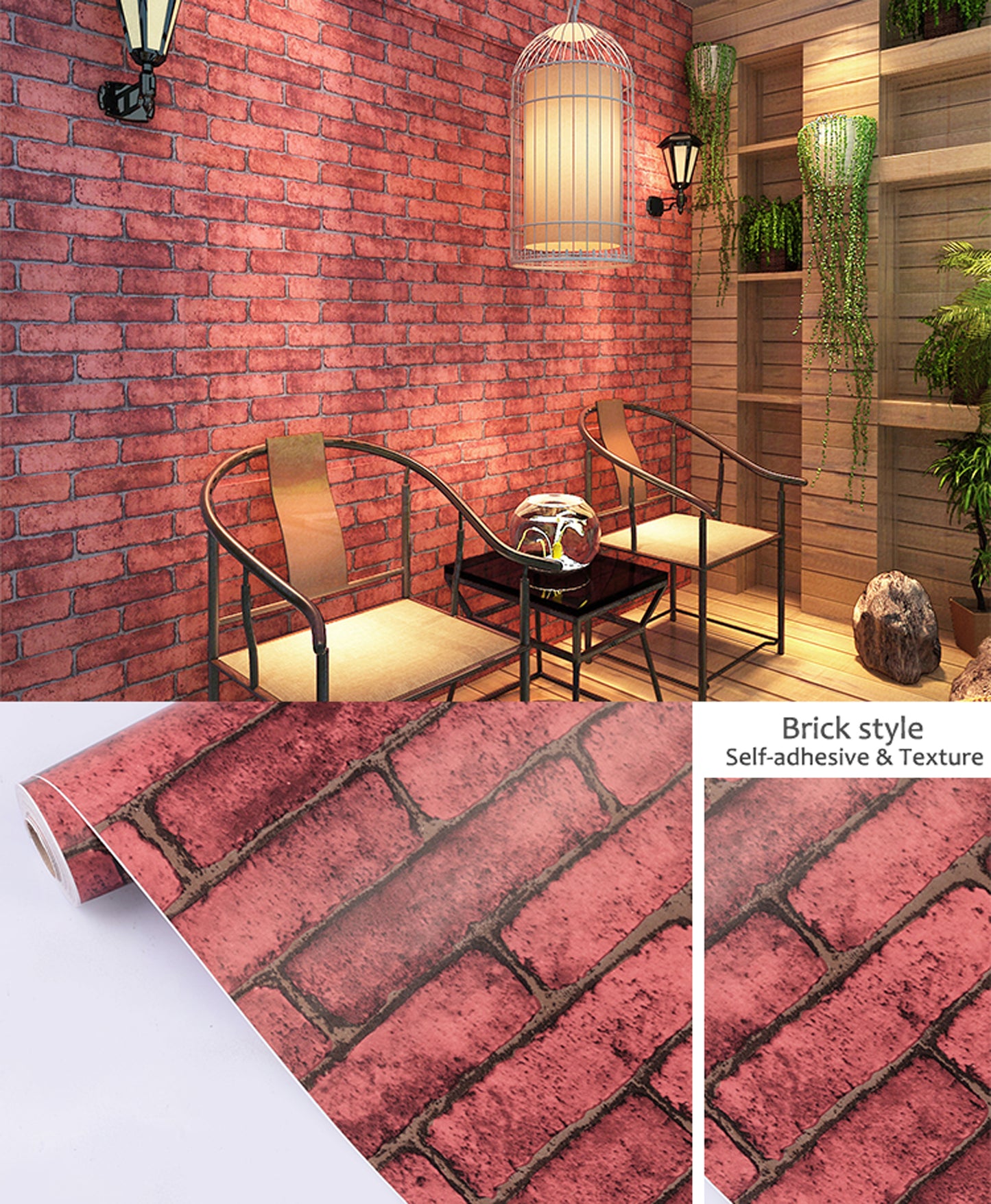 akadeco HY9214Shades of Reddish Bricks Self Adhesive Classics PVC Vinyl Waterproof wallpaper