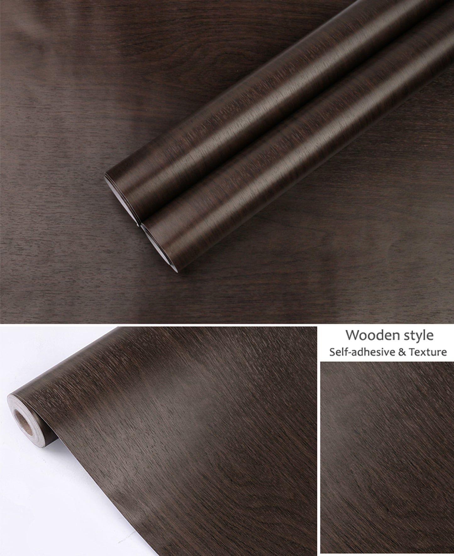 Shade of Dark Brown Self Adhesive Classics PVC Vinyl Waterproof wallpaper