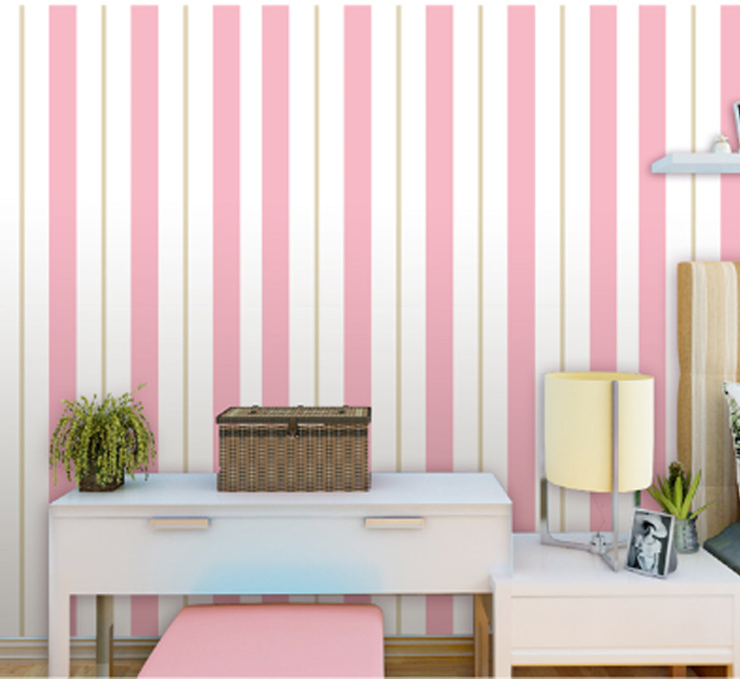 akadeco HY9160 Beauty of Pink and White Combination Classics PVC Vinyl Waterproof wallpaper