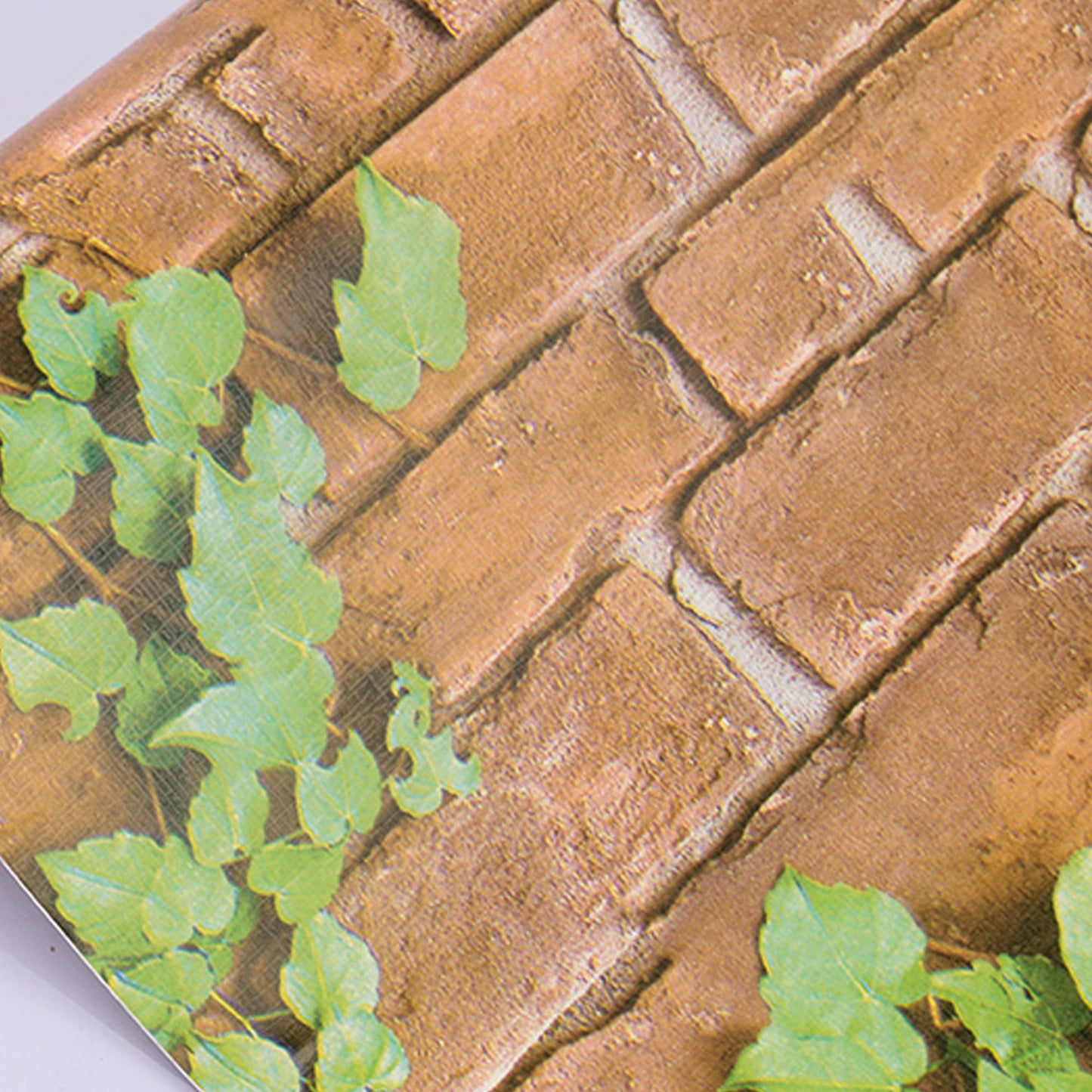 akadeco HY9202 Brown Bricks With Green Branches Self Adhesive Classics PVC Vinyl Waterproof wallpaper