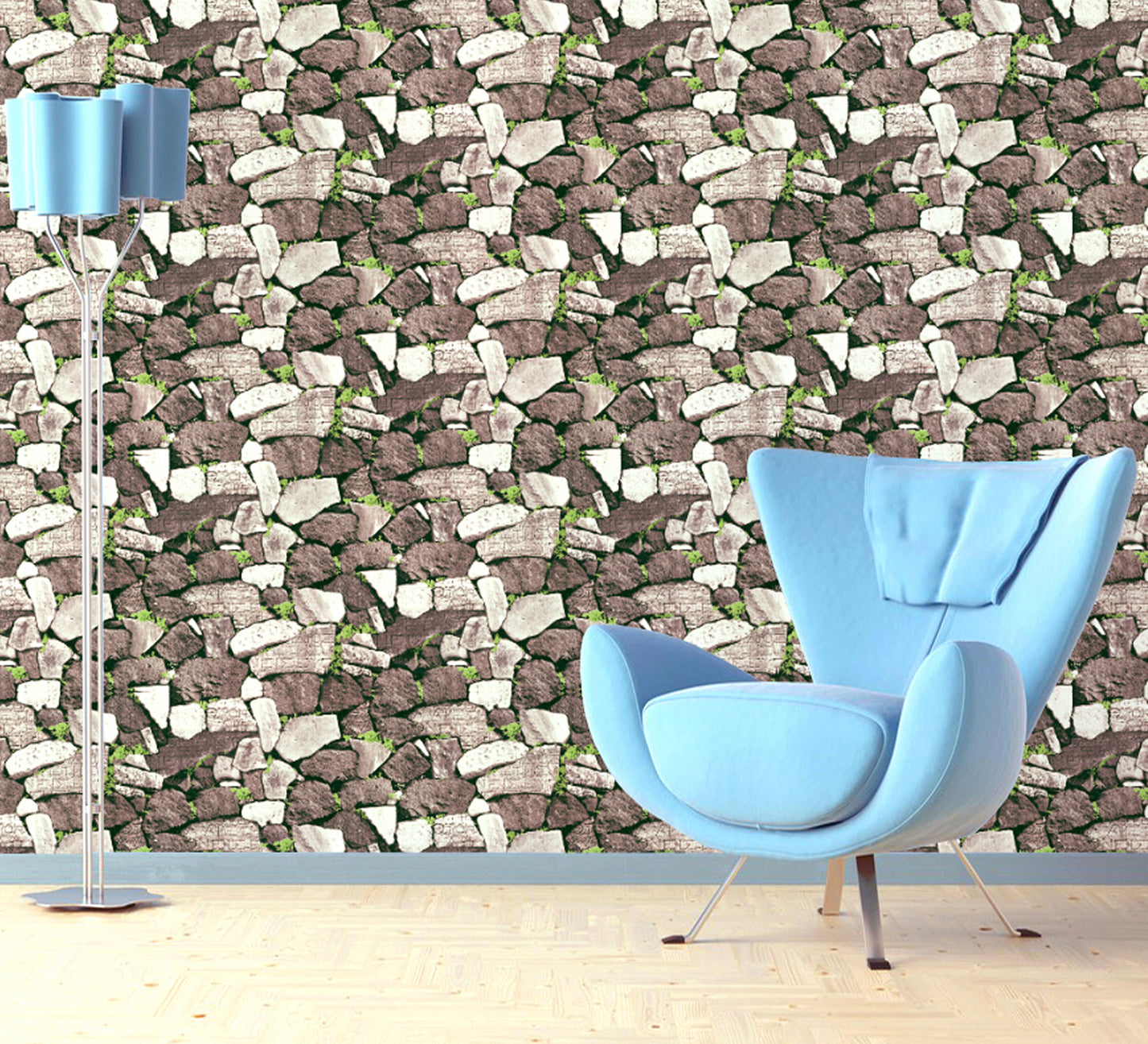 akadeco HY9240 Shades of Brown Greenish Bricks Decorative Wallpaper