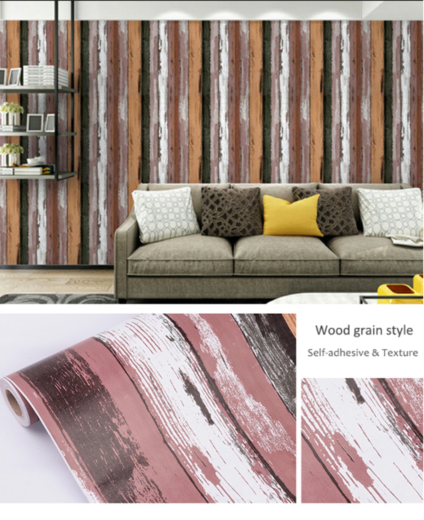 Multicolor Shades of Structured Stripes Classics PVC Vinyl Waterproof wallpaper