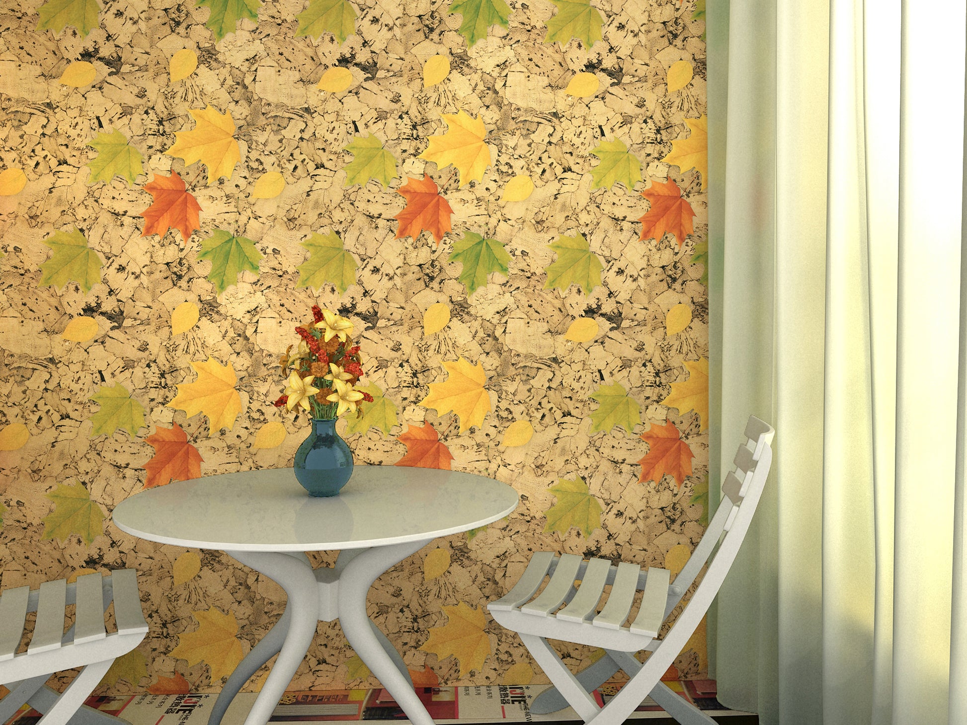 HY9207 Decorative wallpaper Multicolored Leaves self adhesive wallpaper