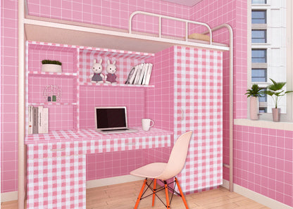 HY9156 Small Squre Pattern With Pink-White Combination self adhesive wallpaper