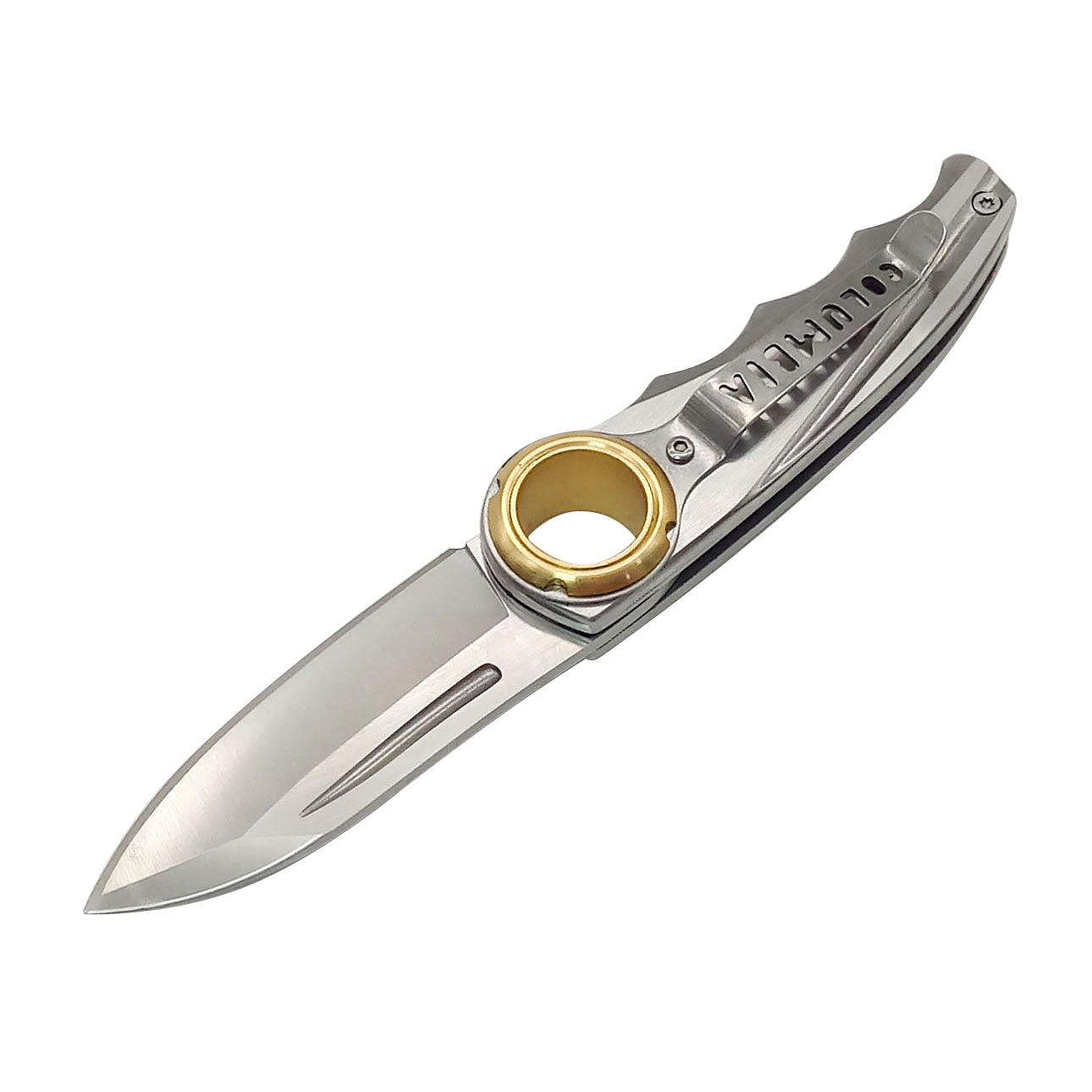 Columbia C3984 High Quality Pocket Knife With Copper Finger Ring