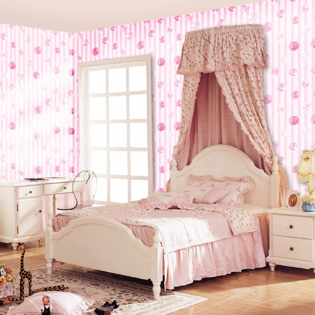 SA-1101 Decorative Pink Floral Wallpaper