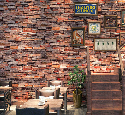 HY9250 Multi Shades of Reddish Bricks Abstract Wallpaper