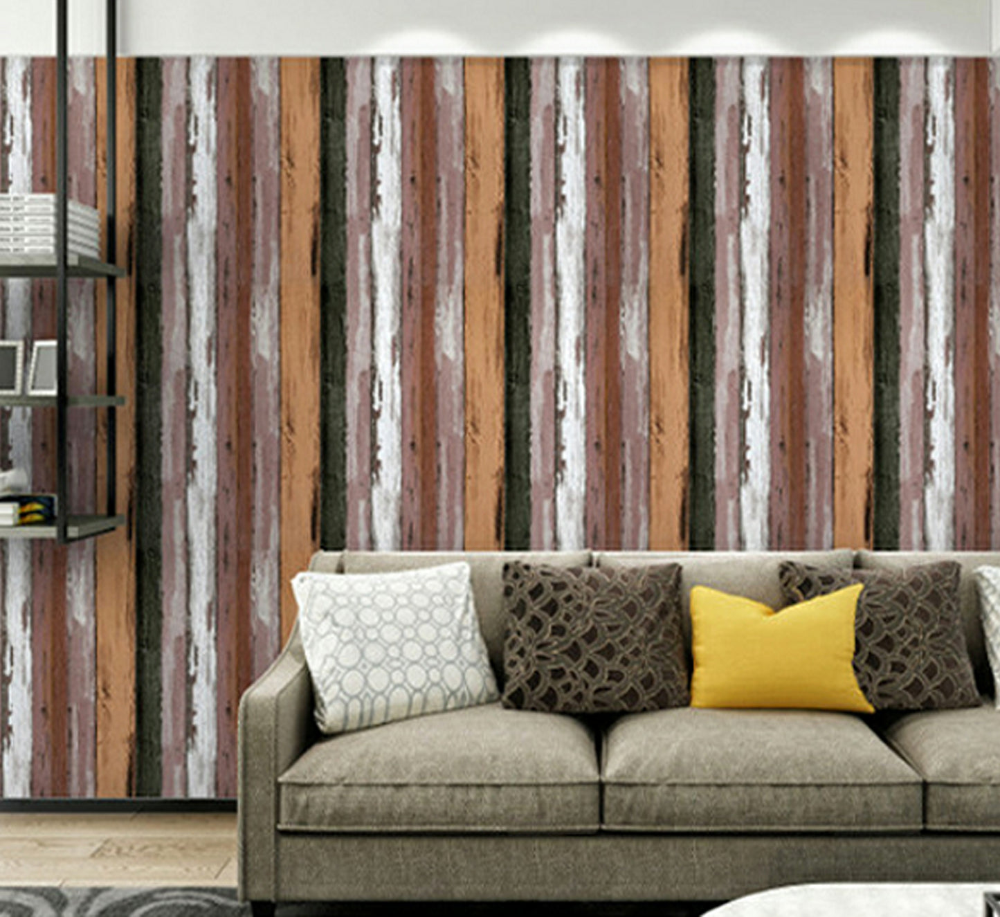 Multicolor Shades of Structured Stripes Classics PVC Vinyl Waterproof wallpaper