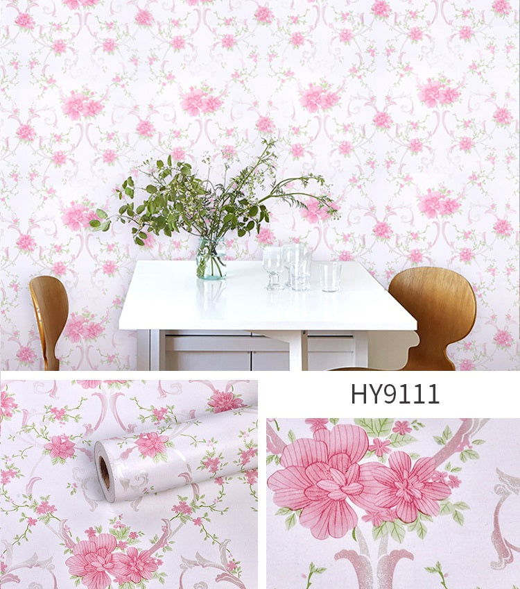 self adhesive decorative multipurpose floral pattern pink waterproof pvc wallpaper (1 roll size - 330X45cm)