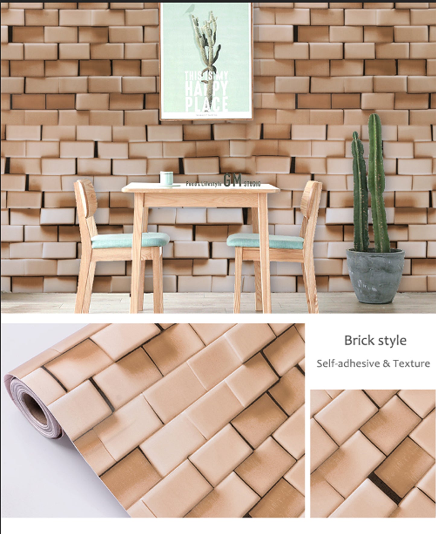 Multishades of Brownish Bricks Decorative Wallpaper