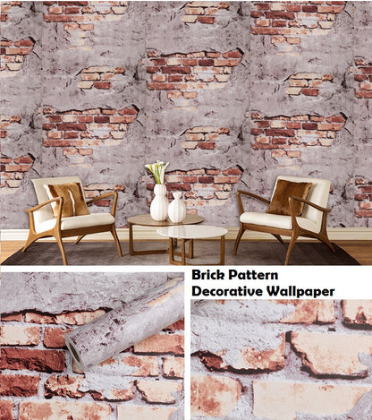 Combination of Brown and Grey waterproof pvc wallpaper (1 roll size - 330X45cm)