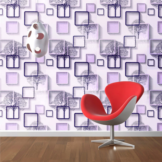 HY9113 3D Effect Style Multishaded Decorative wallpaper Collection of Purple Squres self adhesive wallpaper