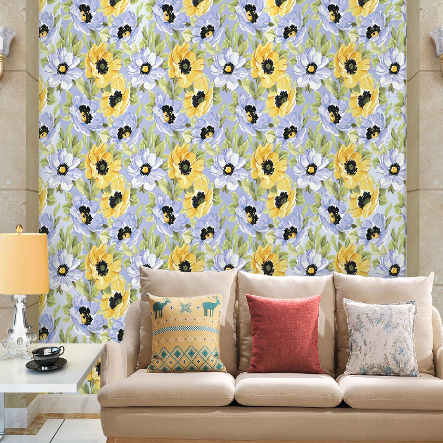 HY9075 Beautiful Decorative Sunflowers Classics Wallpaper