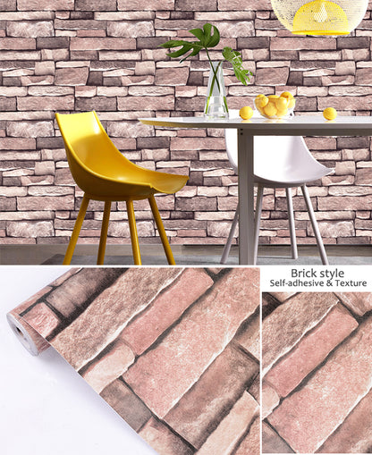 akadeco HY9227 Multishaded Brown Brick Pattern Decorative Wallpaper