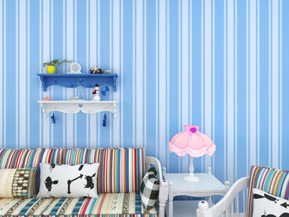 HY9091 Beatiful Stripes of Blue & White self adhesive wallpaper