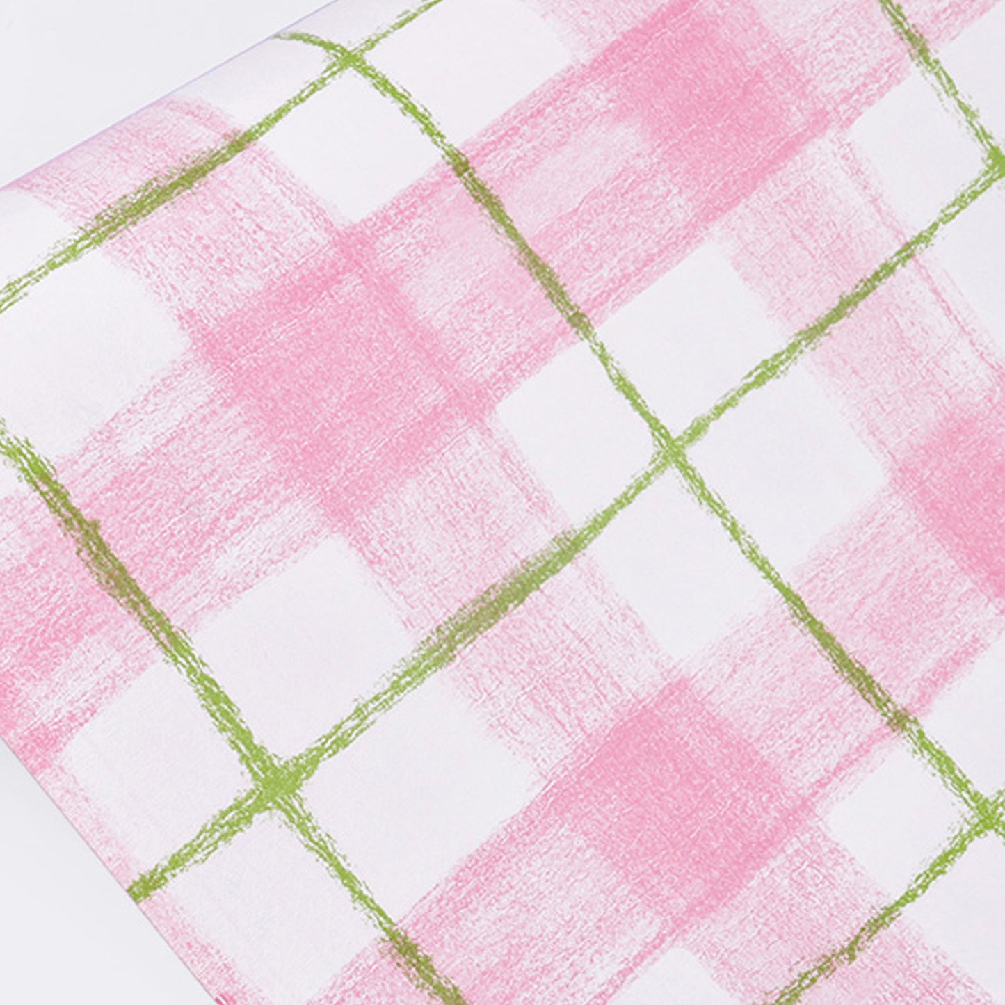 Square Pattern With Pink White & Green Base Self Adhesive Decorative wallpaper