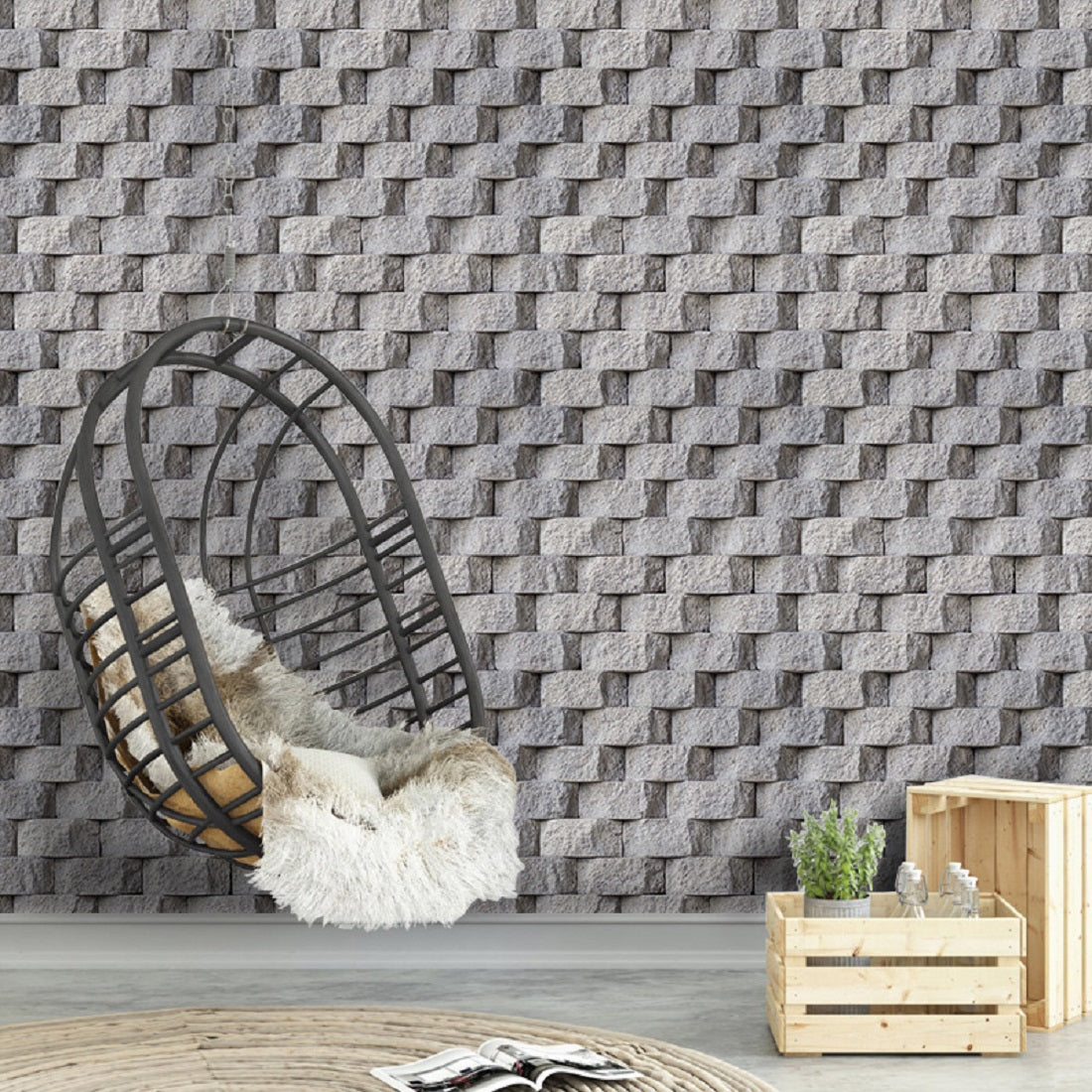 akadeco SA-1026 3D Touched Bricks Classic Wallpaper