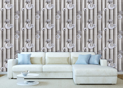 HY9126 Grey Circles on Grey Stripes self adhesive wallpaper