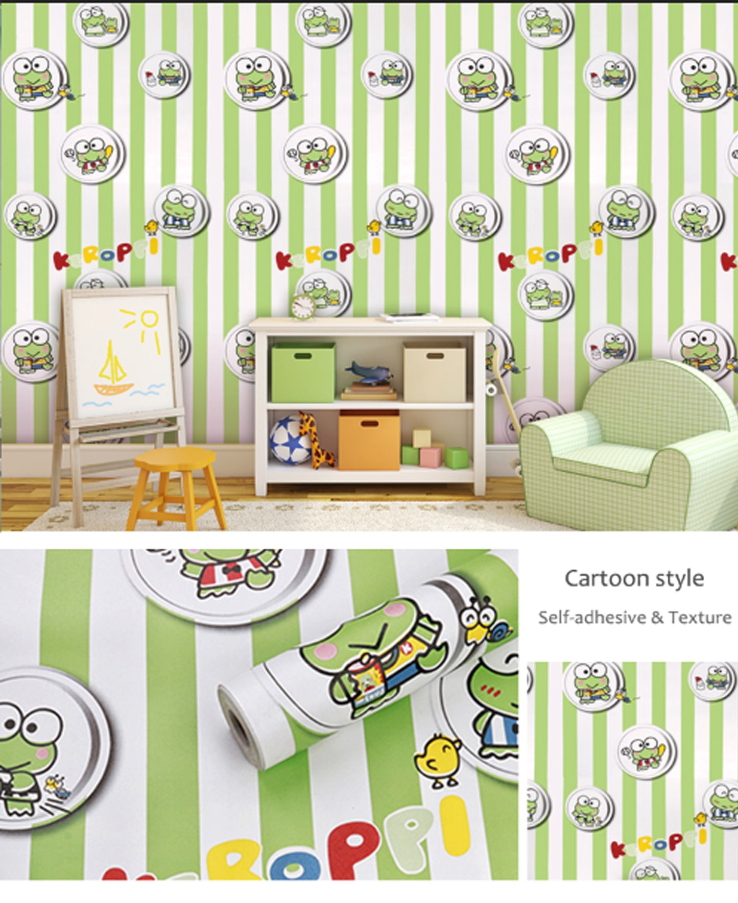 akadeco HY9220 Peppy Green Animation & Cartoons Theme Based Wallpaper