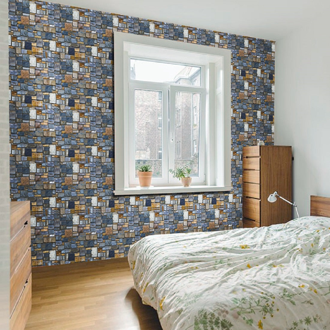 akadeco SA-1012 Multi Blue Shades Classic Wallpaper