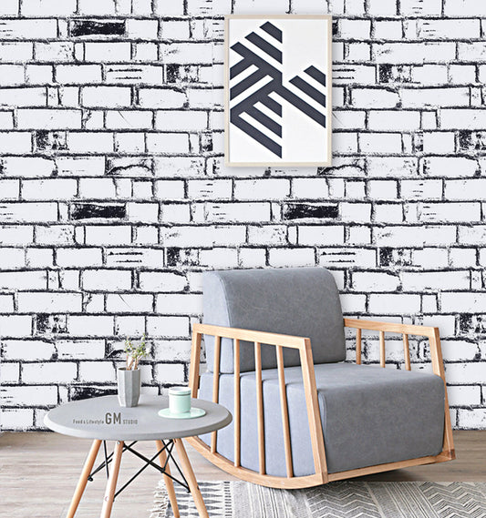 HY9204 White-Black Bricks Collection self adhesive wallpaper