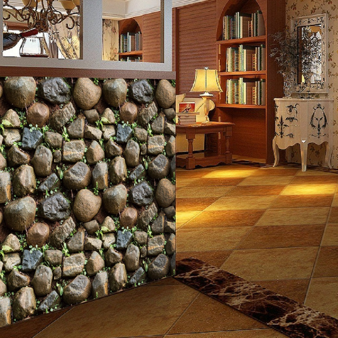 akadeco SA-1015 Decorative Abstract Stone Pattern Classic Wallpaper