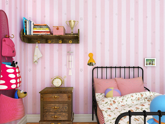 HY9078 Pink White Combination With Stripe Pattern self adhesive wallpaper