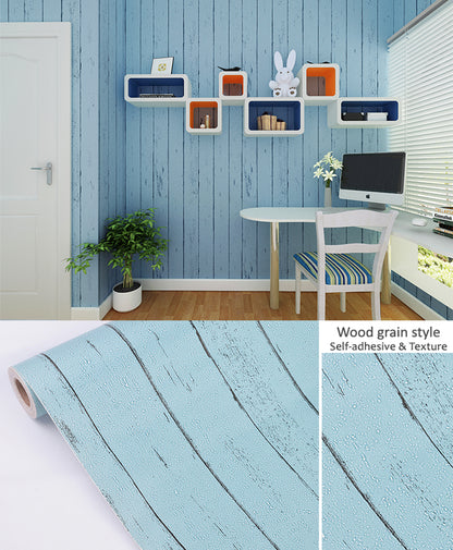 Combination of Blue & Small Black Highlighted Stripes Self Adhesive Classics PVC Vinyl Waterproof wallpaper