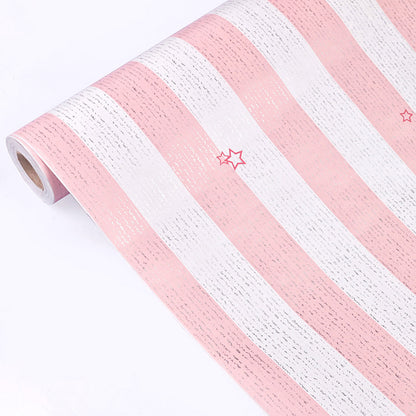 Pink White Combination With Stripe Pattern Self Adhesive Decorative wallpaper