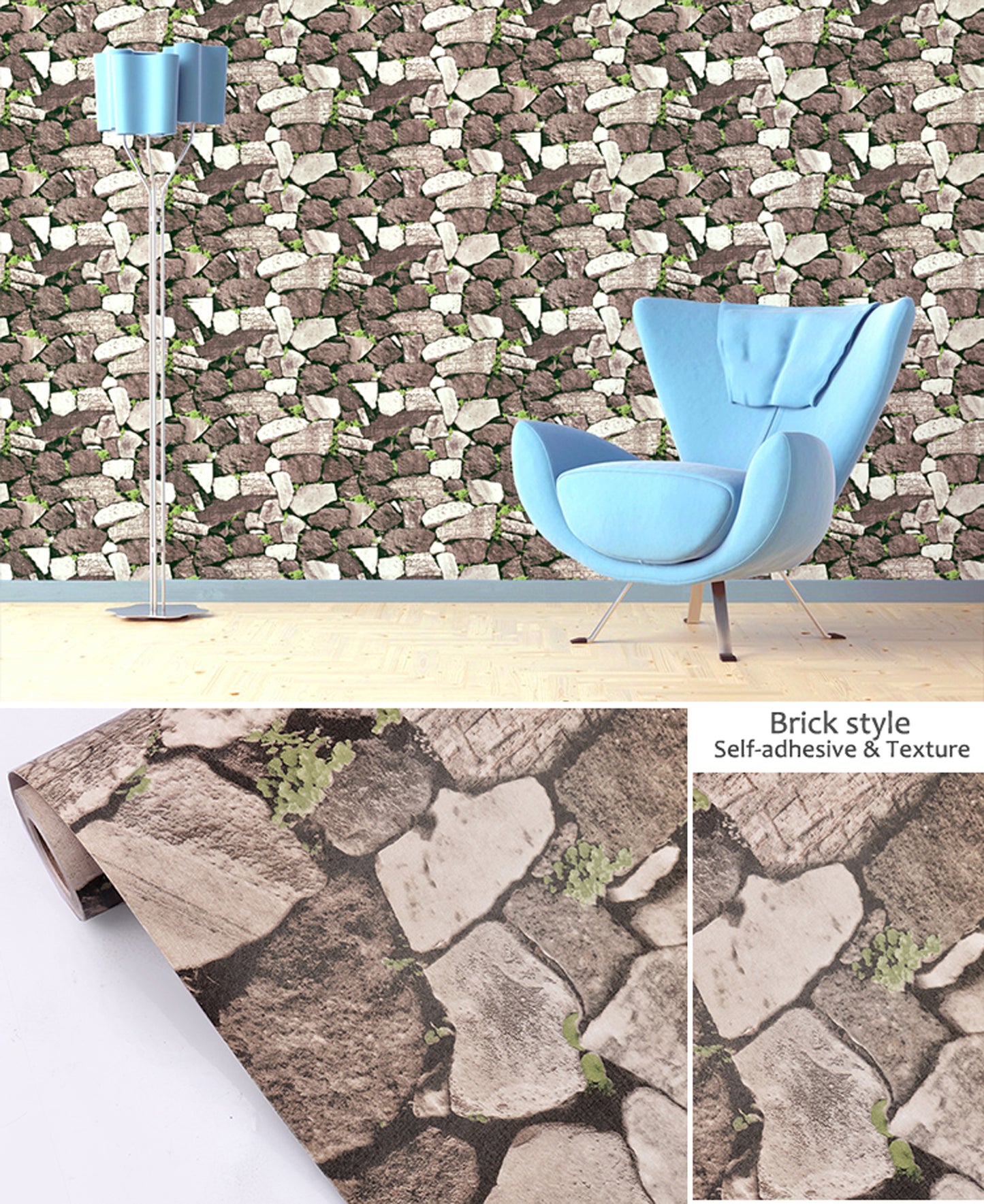 akadeco HY9240 Shades of Brown Greenish Bricks Decorative Wallpaper