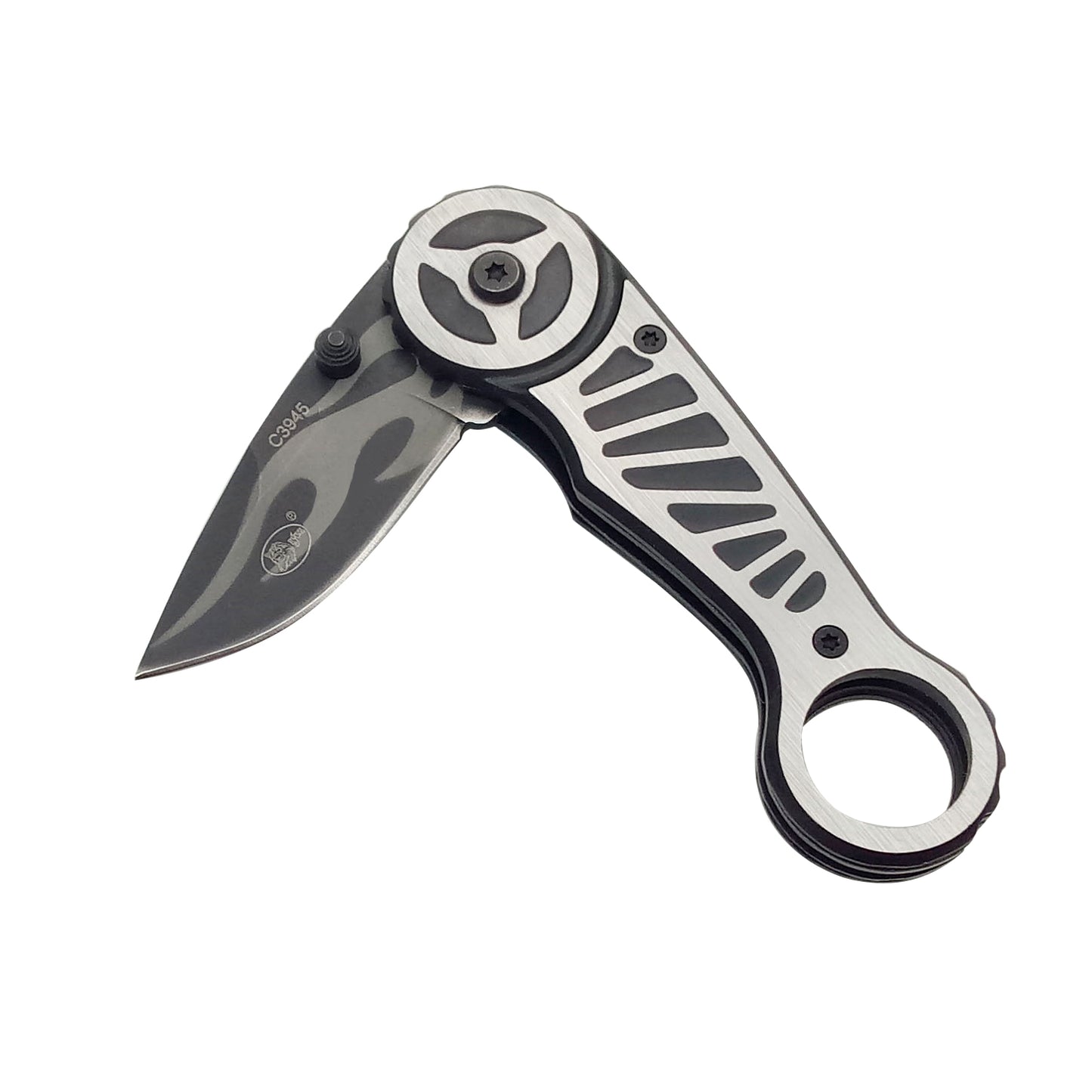 Columbia C3945 Finger Ring Camo Black Blade Combat Tactical Stylish Folding Knife