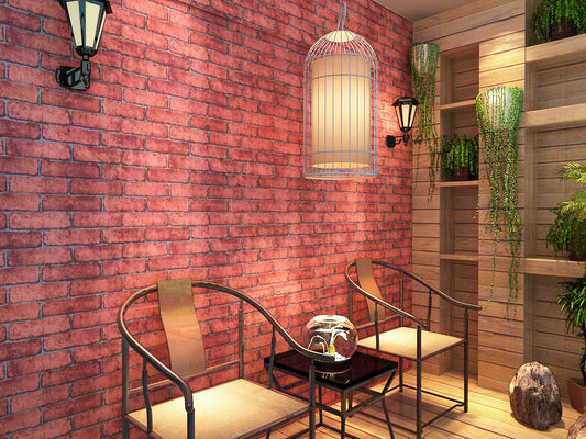 HY9214Shades of Reddish Bricks self adhesive wallpaper