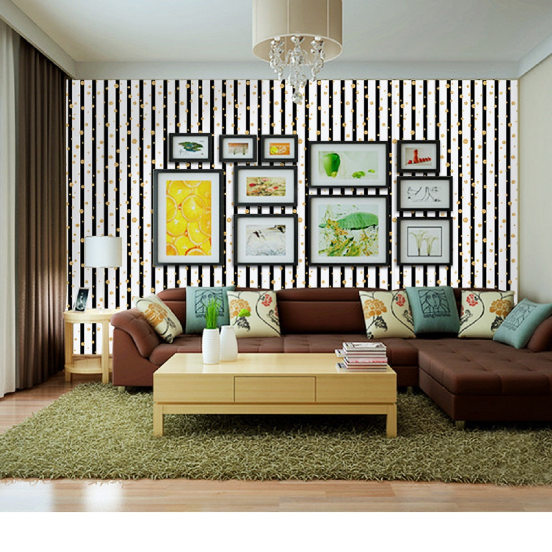 akadeco SA-1108 Classic Black&White Stripes Wallpaper