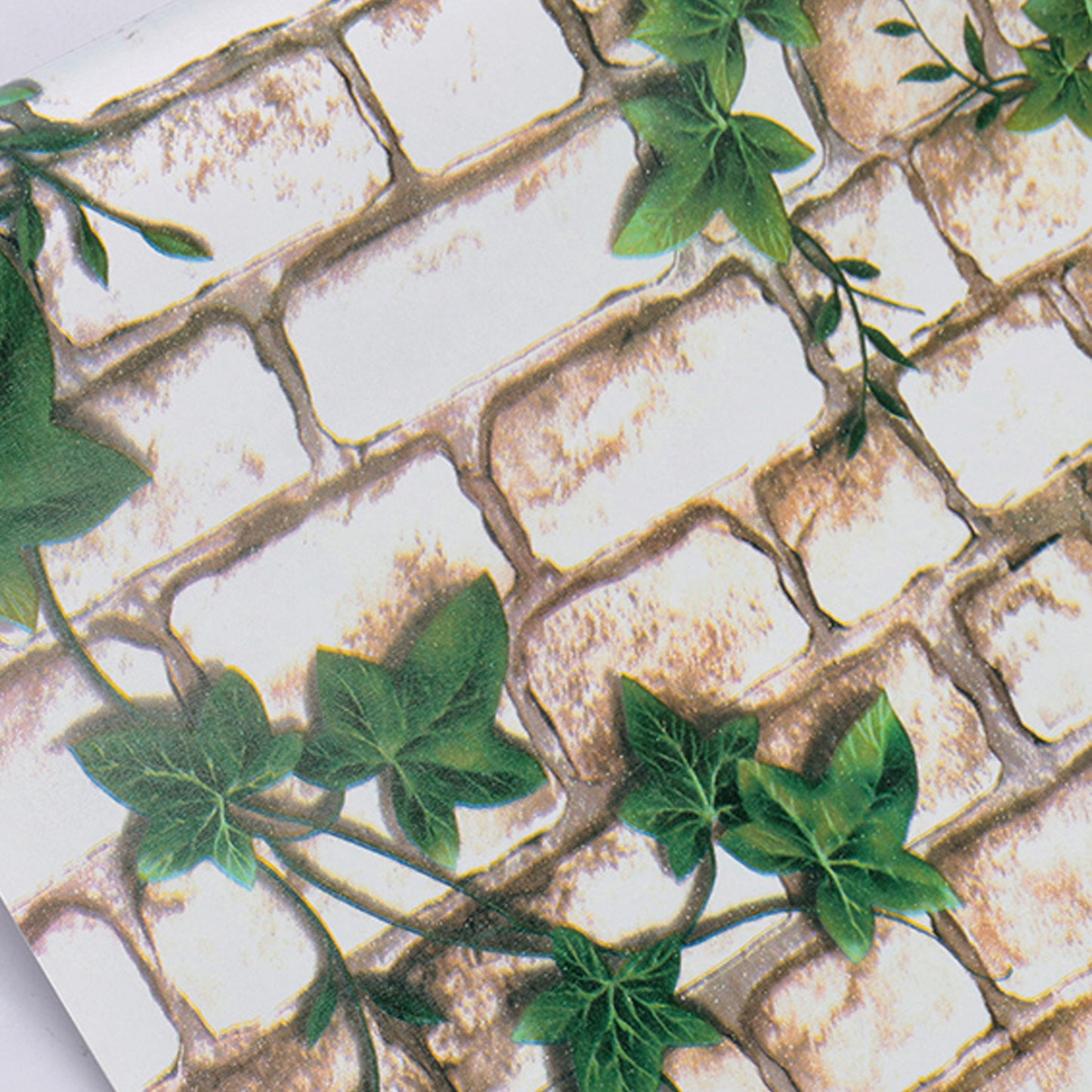 akadeco HY9201White Bricks With Green Branches Self Adhesive Decorative wallpaper