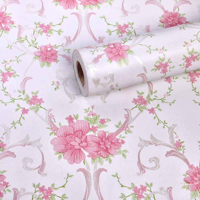 HY9111 self adhesive decorative multipurpose floral pattern pink waterproof pvc wallpaper