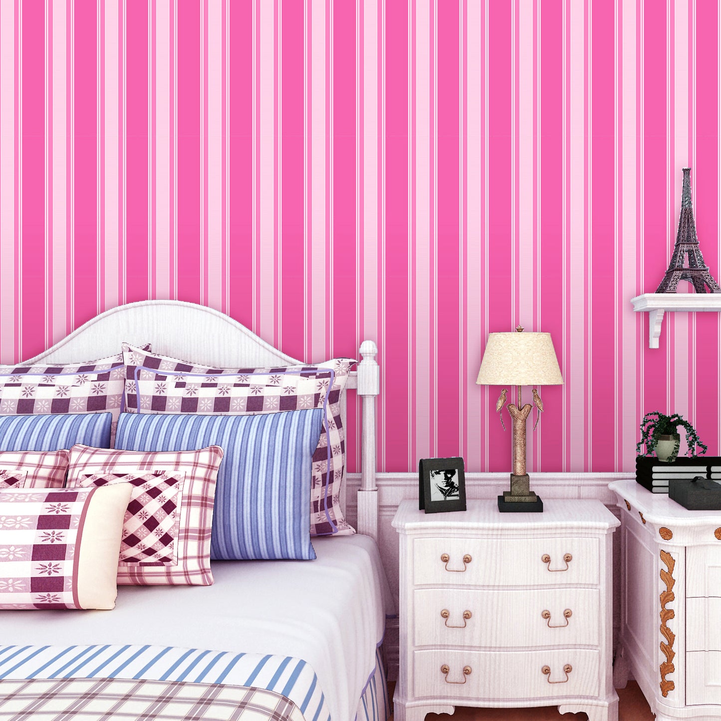 HY9147 Broad Lines of Pinkish self adhesive wallpaper