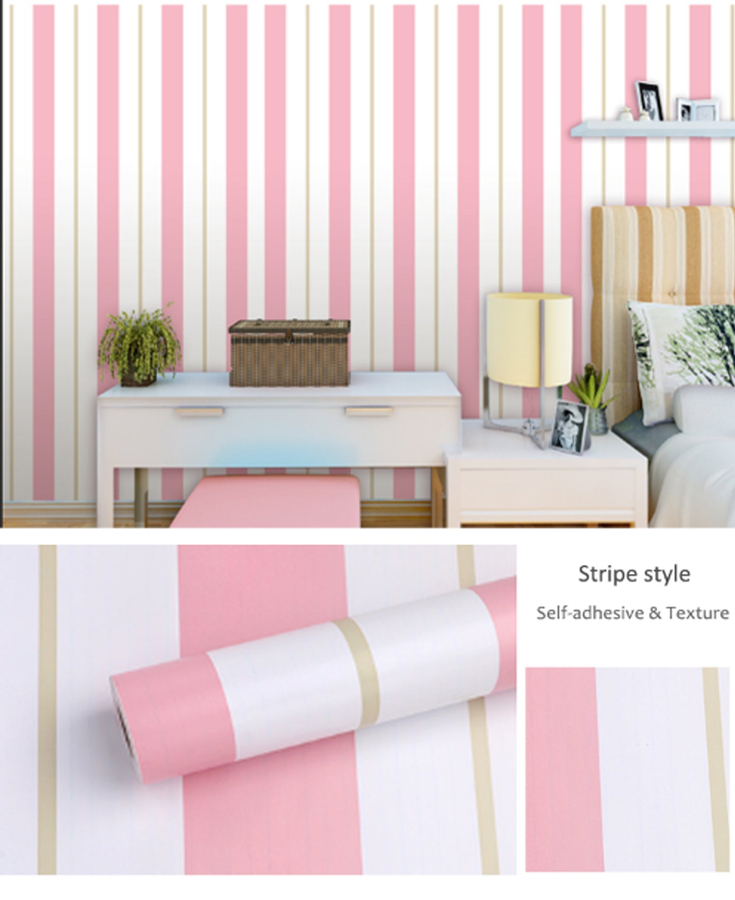 akadeco HY9160 Beauty of Pink and White Combination Classics PVC Vinyl Waterproof wallpaper